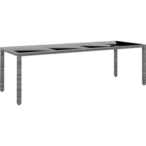Gartentisch 250x100x75 cm Hartglas und Poly Rattan Grau