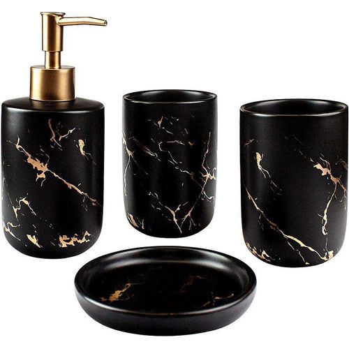 Badezimmer-Set in 4 Teilen - Schwarz