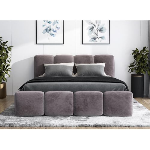 Polsterbett DONA -OM 180 x 200 mit Bettkasten. Farbe: Grau