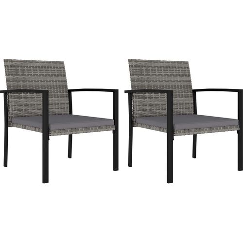 Garten-Essstühle 2 Stk. Poly Rattan Grau