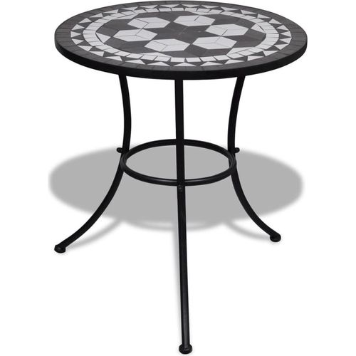 Bistrotisch Schwarz und Weiß 60 cm Mosaik