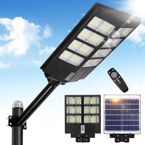 560LEDs Solarleuchten für Außen mit Fernbedienung, 6500K Mitte Solar-Straßenlaterne für den Außenbereich mit Bewegungsmelder, IP65 Wasserdicht
