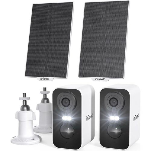 ieGeek 5MP überwachungskamera Aussen Solar - überwachung Kamera Outdoor Akku mit Solarpanel, PIR-Bewegungserkennung, Bunte Nachtsicht - 2Pcs