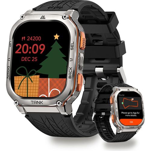 2024 KOSPET Smartwatch Strapazierfähige Sportuhr für Android und iOS, 50 M wasserdicht (1.96 Zoll), 1-tlg., 410*502 Auflösungsstandard, 5ATM&IP69K