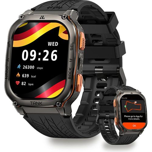 KOSPET TANK M3 ULTRA Smartwatch (1,96 Zoll, Android iOS), Herren Wasserdicht Herzfrequenzmesser Schrittzähler Aktivitätstracker
