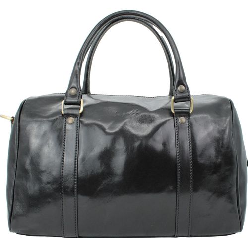 bupell Henkeltasche Gabriella aus pflanzlich gegerbtem Leder - Handgefertigt in Italien - Handtasche Nero (Schwarz)