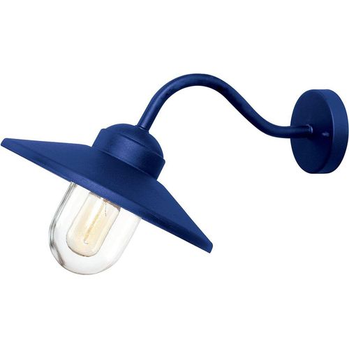 Wandlampe außen Edelstahl Glas IP44 Marineblau E27 Maritim Außenwandlampe