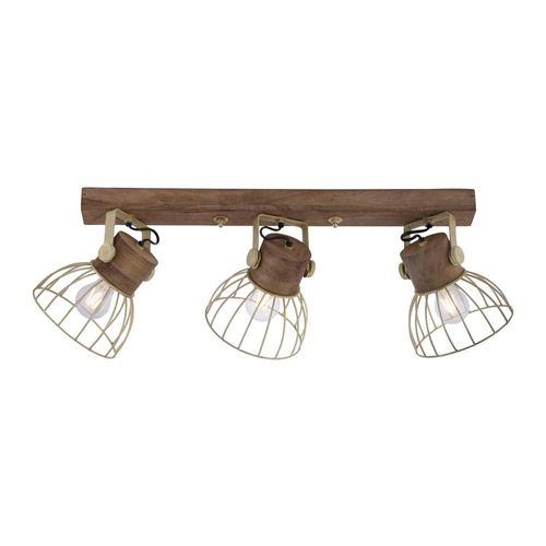 Decken- Wandleuchte, Messing-matt, Mangoholz, L 76 cm