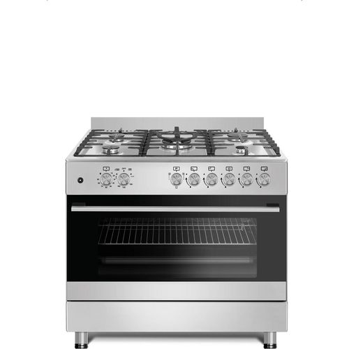 Gasline Gas-Standherd 90cm GAG90GOINX Edelstahl Matt mit Gasbackofen inkl. 1m Gasschlauch und Druckregler LPG 50mBar