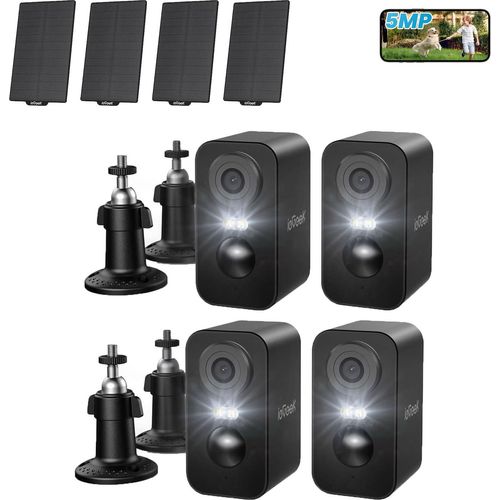 ieGeek 5MP Überwachungskamera Aussen Akku Kabellose, 5200mAh Akku Kamera Überwachung Aussen WLAN, PIR-Bewegungserkennung, 2-Wege-Audio - 4Pcs