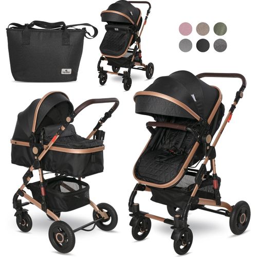Lorelli Kinderwagen Alba 2 in 1 mit Liegeposition, Baby Buggy klein zusammenklappbar, faltbarer Liegebuggy bis 15kg, Reisebuggy, schwarz