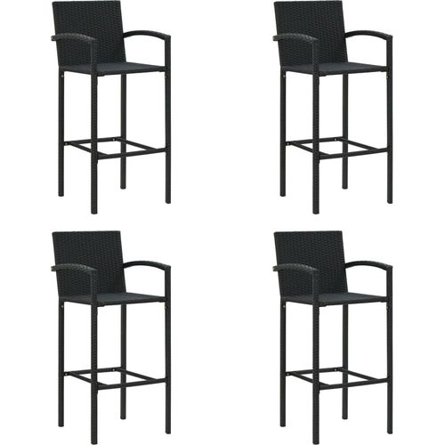 Barhocker 4 Stk. Schwarz Poly Rattan