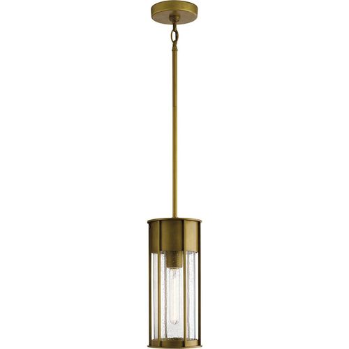 Außenleuchte Aluminium Glas rund D: 15,2 cm H: max. 140,7 cm IP44 in Messing Antik E27 Vintage Design