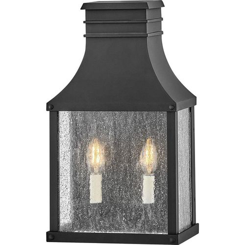 Wandlampe außen Aluminium Glas IP44 Schwarz antik E14 2-flammig Vintage