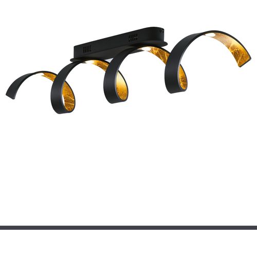LED Deckenleuchte Helix, dimmbare Deckenlampe aus Metall in Schwarz/Gold