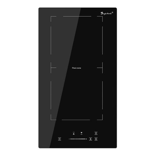 OKWISH Doppel-Glaskeramikkochfeld 2 Zonen Einbau Glaskeramikkochfeld Kochfeld Elektrokochfeld, 9 Heizstufe 3500W ohne Stecker Kindersicherung Touch Brückenzone 52x29