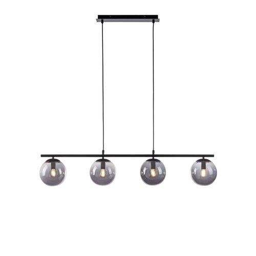 Pendelleuchte, Rauchglas, Schwarz, L 100 cm