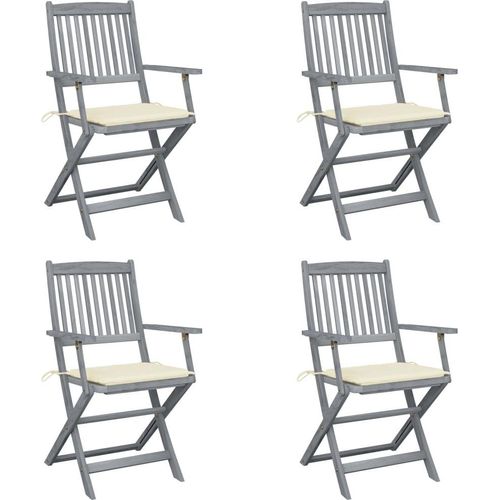 Klappbare Gartenstühle 4 Stk. mit Sitzkissen Massivholz Akazie