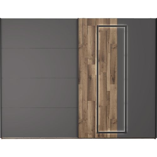 Kleiderschrank >SIRIUS BLACK< in Stabeiche / Grau - 269,9x210,5x61,2cm (B/H/T)