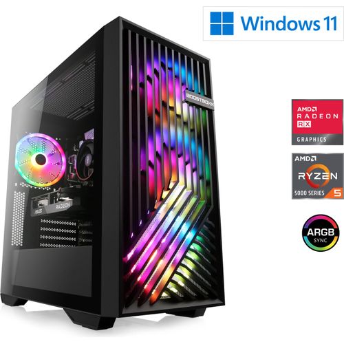 Gaming PC AMD Ryzen 5 5500, 3600 MHz, Radeon RX 6400, 16 GB DDR4-RAM, 500 GB M.2 SSD, Windows 11, USB 3.2 | M10890H