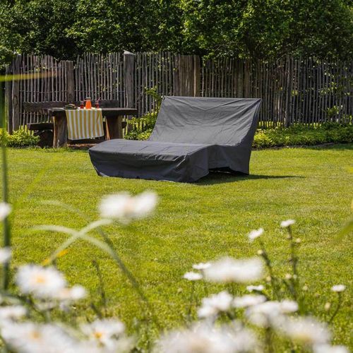 Waldsofa Premium mit Auflage, Kissen und Schutzhülle, WPC-Latten, Wellenliege