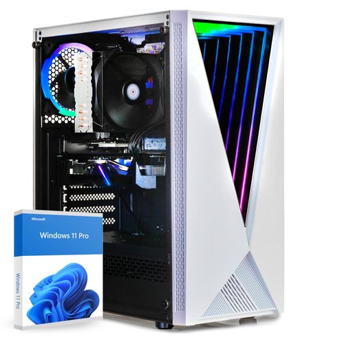 dcl24 AMD Gaming PC Ryzen 7 8700G, AMD Radeon 780M - 1000GB SSD, 32GB DDR5, weißer PC mit 8x5.1 GHz, weißer RGB Rechner mit WLAN, Windows 11 Pro
