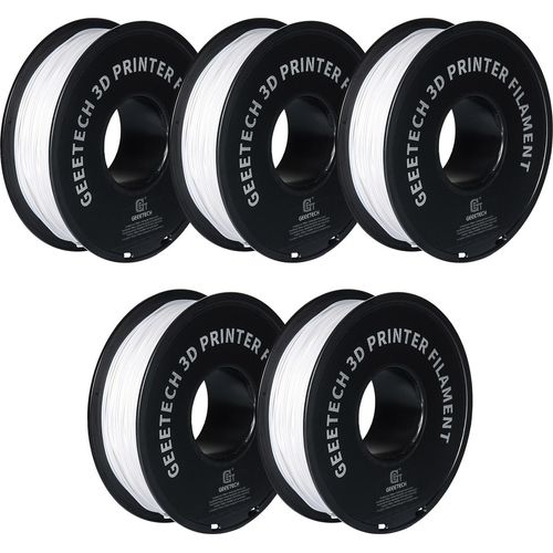 GEEETECH Filament PLA 1.75mm Weiß, 1kg Spule 3D Drucker PLA Filament, 5 Packungen 3D Druckmaterialien