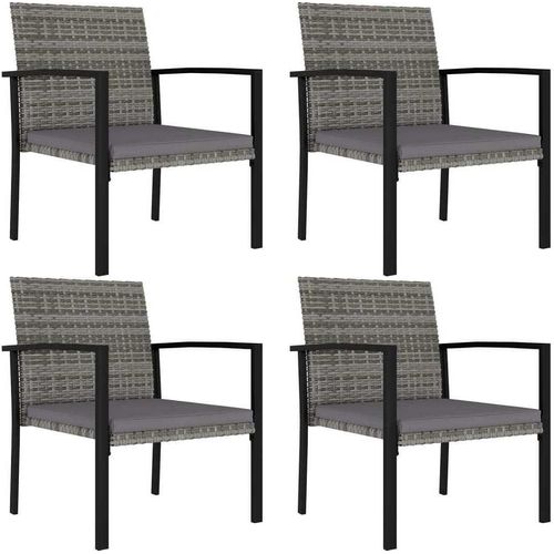 Garten-Essstühle 4 Stk. Poly Rattan Grau