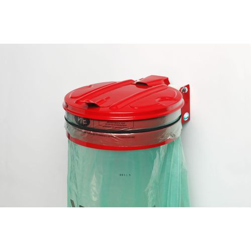 Wandhalterung mit Gummiband | mit Metall-Deckel | BxT 37x46,5cm | Stahl | Rot