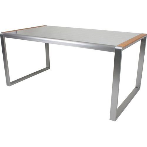 Tisch mit Glastischplatte im Slat-Look GARDA-120, B/H/T: ca. 160/74/90 cm