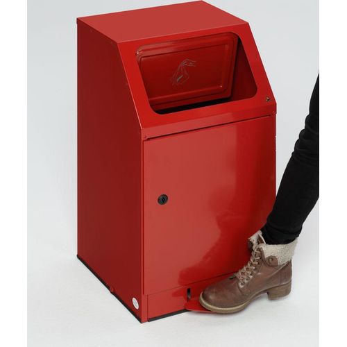 Selbstlöschender Putzwollkasten mit Pedal | HxBxT 76x40,5x47,5cm | Stahl | Rot