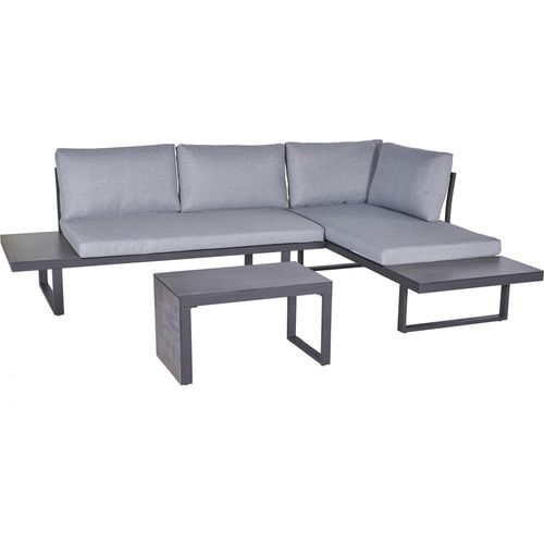 Gartenlounge Loungeset Ecksofa Balkonset Nairobi 3tlg. Aluminium/HPL anthrazit