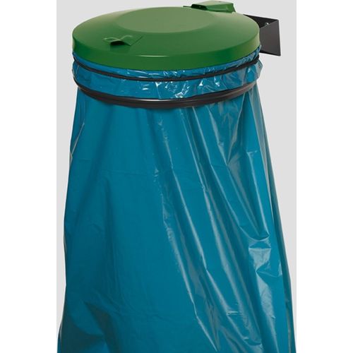 Wandhalterung mit großer Einwurföffnung | grüner Deckel | 39,5cm Durchmesser | Stahl | Anthrazit