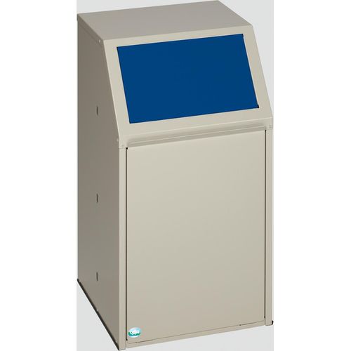 Robuster Wertstoffsammler mit Einwurfklappe | für Papier | Stationär | 39 Liter, HxBxT 78,5x45,5x45,5cm | Verzinkter Stahl | Blau