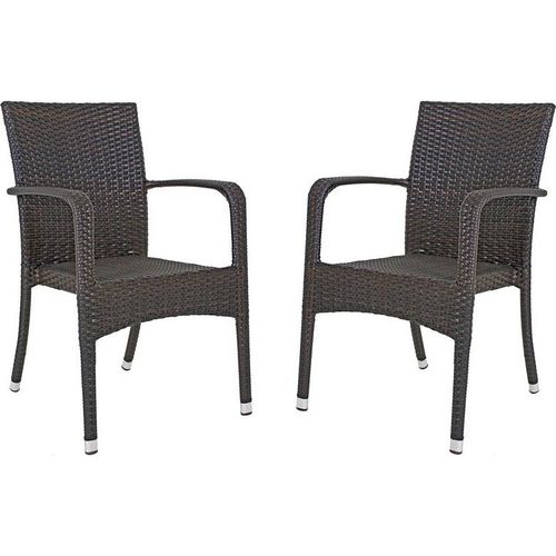 Stapelstuhl 2er Set aus Aluminium/Kunststoffgeflecht GARDA-120 in coffee, B/H/T: ca. 55/87/56 cm