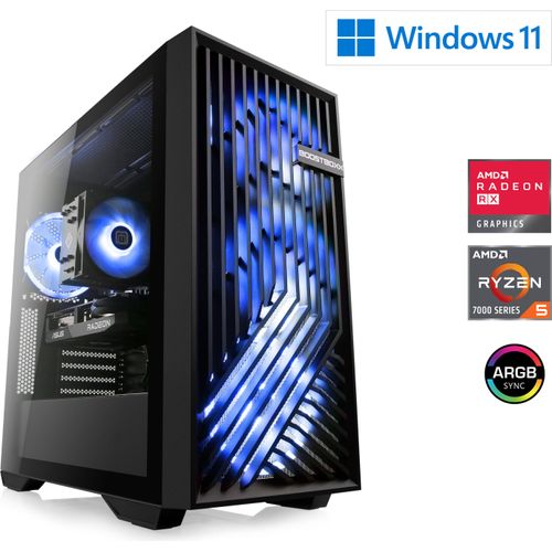 Gaming PC AMD Ryzen 5 7500F, 3700 MHz, Radeon RX 6400, 16 GB DDR5-RAM, 500 GB M.2 SSD, Windows 11, USB 3.2 | M10920H