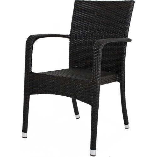 Stapelstuhl 2er Set aus Aluminium/Kunststoffgeflecht GARDA-120 in schwarz, B/H/T: ca. 55/87/56 cm