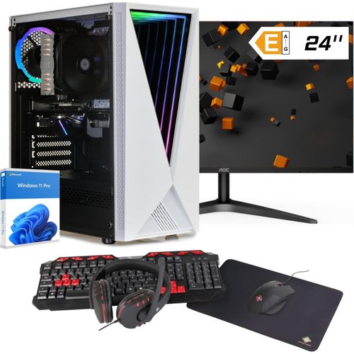 Gamer PC Set Ryzen 5 5600G, 16GB RAM, 1TB SSD, AMD Radeon Graphics, Windows 11 Pro, 24