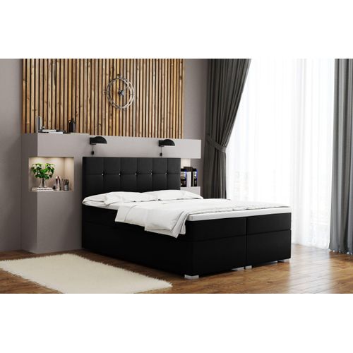 Kaiser Möbel Boxspringbett mit matratze und bettkasten, Schlafbett LINDT stoff Velvet Schwarz 140x200 cm