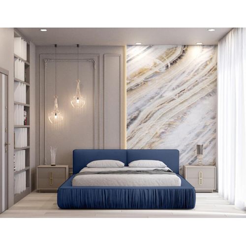 QUARTO Das Doppelbett NAOMI 160/200 Designerbett mit Bettkasten & Lattenrost (Riviera 81 - blau)