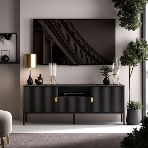 DALIA 155 cm RTV Schrank Schwarz gerade schwarze