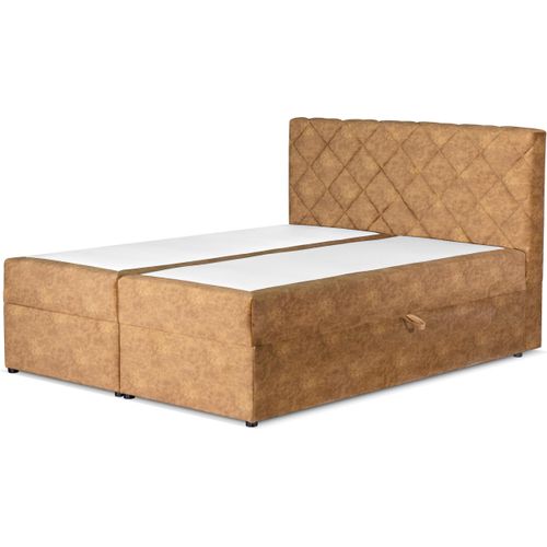 IMPERIA Bologna Boxspringbett 160x200 mit Bettkästen und Stauraum H3 Matratze Hellbeige
