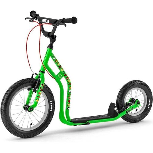 Tretroller Kinderroller Yedoo Wzoom 16/12 Emoji Scooter Roller Cityscooter grün