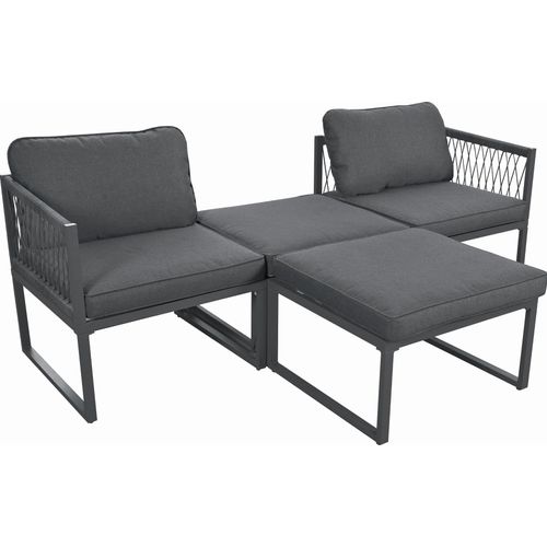 Gartenlounge-Set, Gartenmöbel Set, Garten-Sofagarnitur aus Aluminium,2 Sofas, 2 Fußhocker,verschiedene Kombinationen, verstellbar