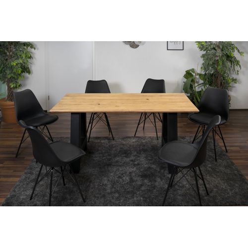 Refurbished Möbelretoure Esstisch 140x80cm Akazie massiv natur schweizer Kante A-Gestell AMALIE