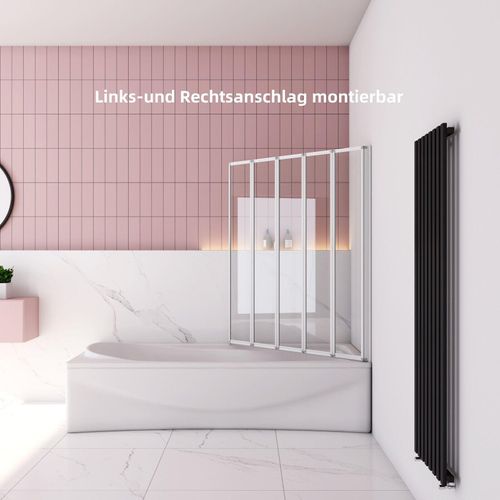 120X140cm 5-teilig Weiß Badewannenfaltwand Faltwand Badewannenaufsatz