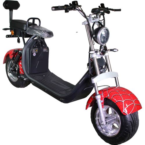 RocknBikes CP1.6 Elektroroller Spider Red Motorroller 45km/h Mokick Alu-Felgen 2 Akkuset je 60V20Ah teilzerlegt im Karton Rot