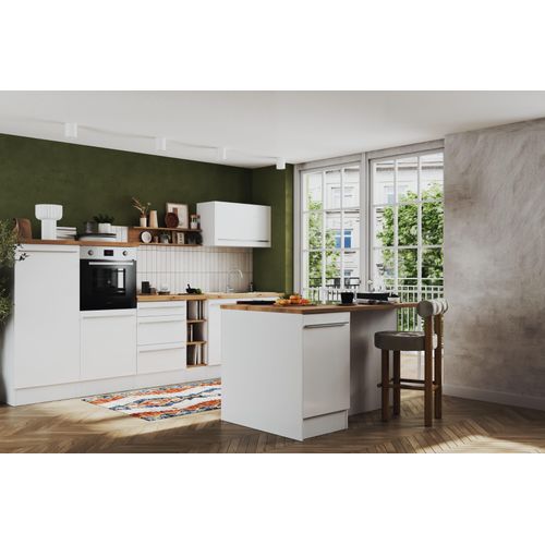 Küche Inselküche Induktion Kochfeldabzug Backdraft Weiß Gabriel 320 Respekta