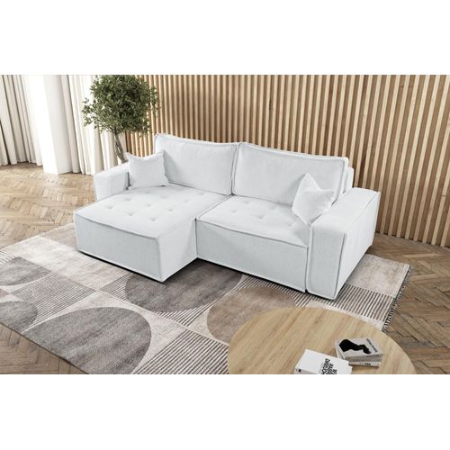 L-förmiges Bohoo-Ecksofa mit Schlaffunktion Ecru Links