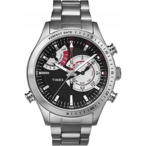 Uhr Timex TW2P73000 Edelstahl Armband Farbe: Metallic Dial Schwarz Chronograph Mann